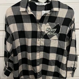 COPY - H&M kids Mickey Mouse flannel plaid shirt